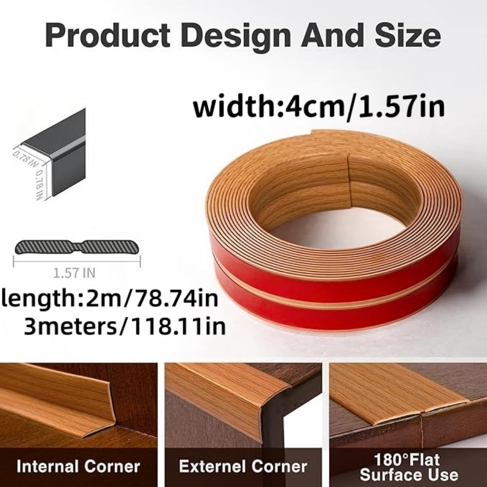 1PC 2/3metersX4cm Self-adhesive PVC Decorative Edge Strip Inner and Outer Corner Protection Strips, Used for Wall and Table