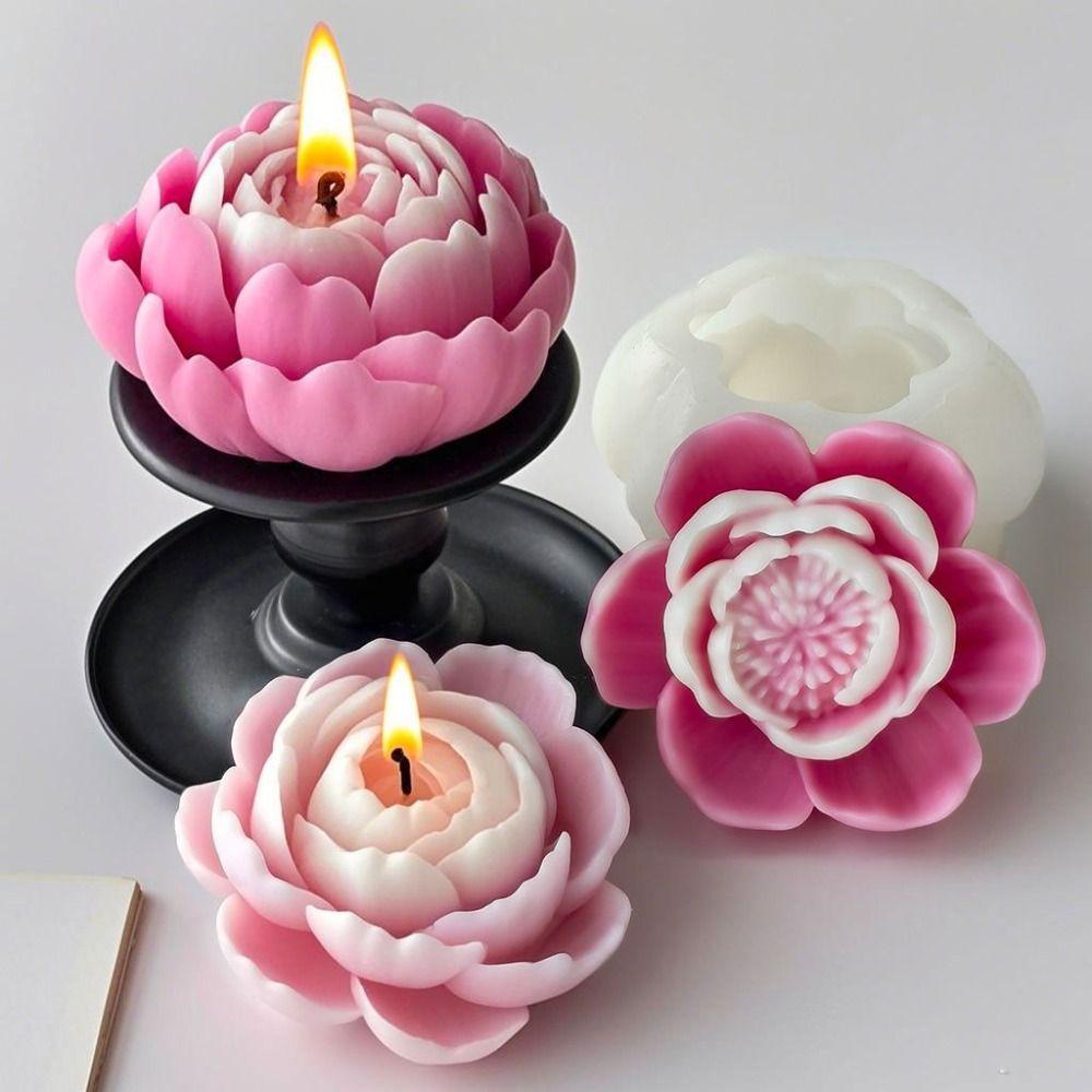 Cake Molds Silicone Lotus Candle Mold 3D Flower Resin Rose Candle Mold DIY Handmade Gypsum Craft Peony Candle Mold Candle Making