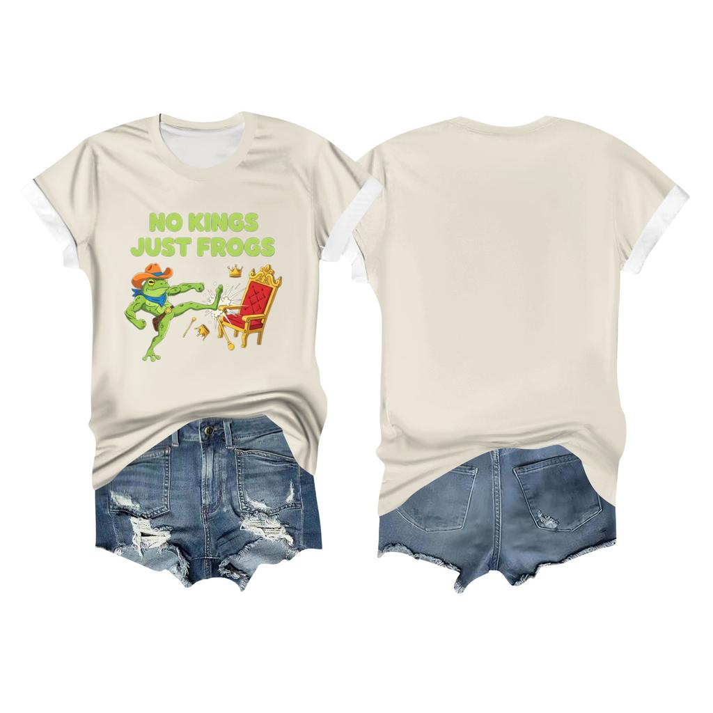 Women's Casual Printed T-shirt Round Neck Pullover Short-sleeved Top