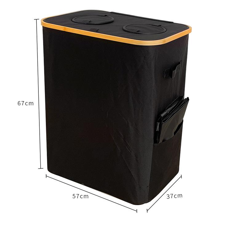 Foldable Bamboo Oxford Cloth Recycling Basket with Lid and Inner Bag