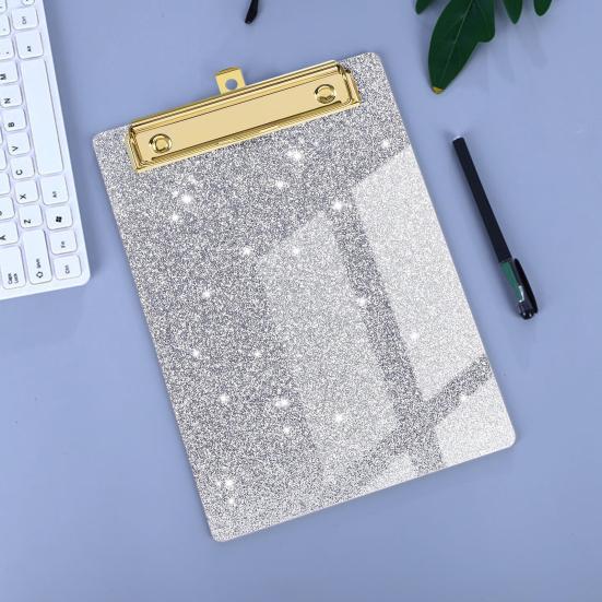 Clipboard Glitter Glossy Surface Smooth Writing Rounded Corners Strong Clamping Force Supporting High Toughness Bending-resistant Backing Plate Office