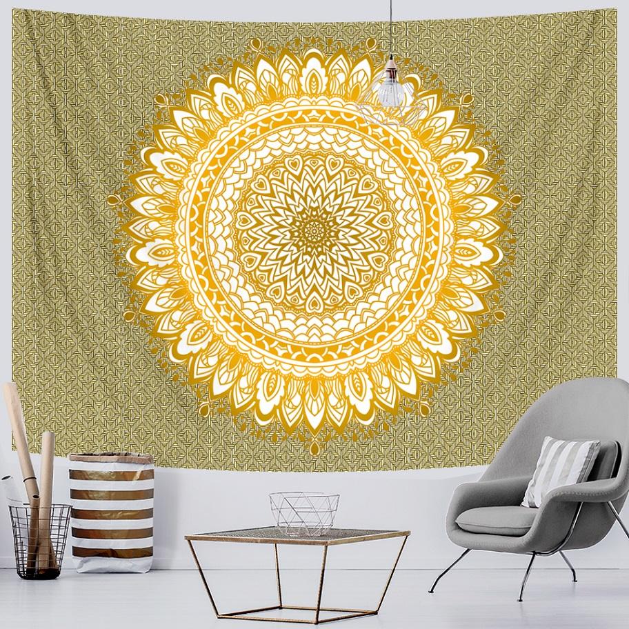 

Vintage gradient tapestry home decor Indian psychedelic scene mandala tapestry hippie bohemian decor sheet yoga mat 95x70cm