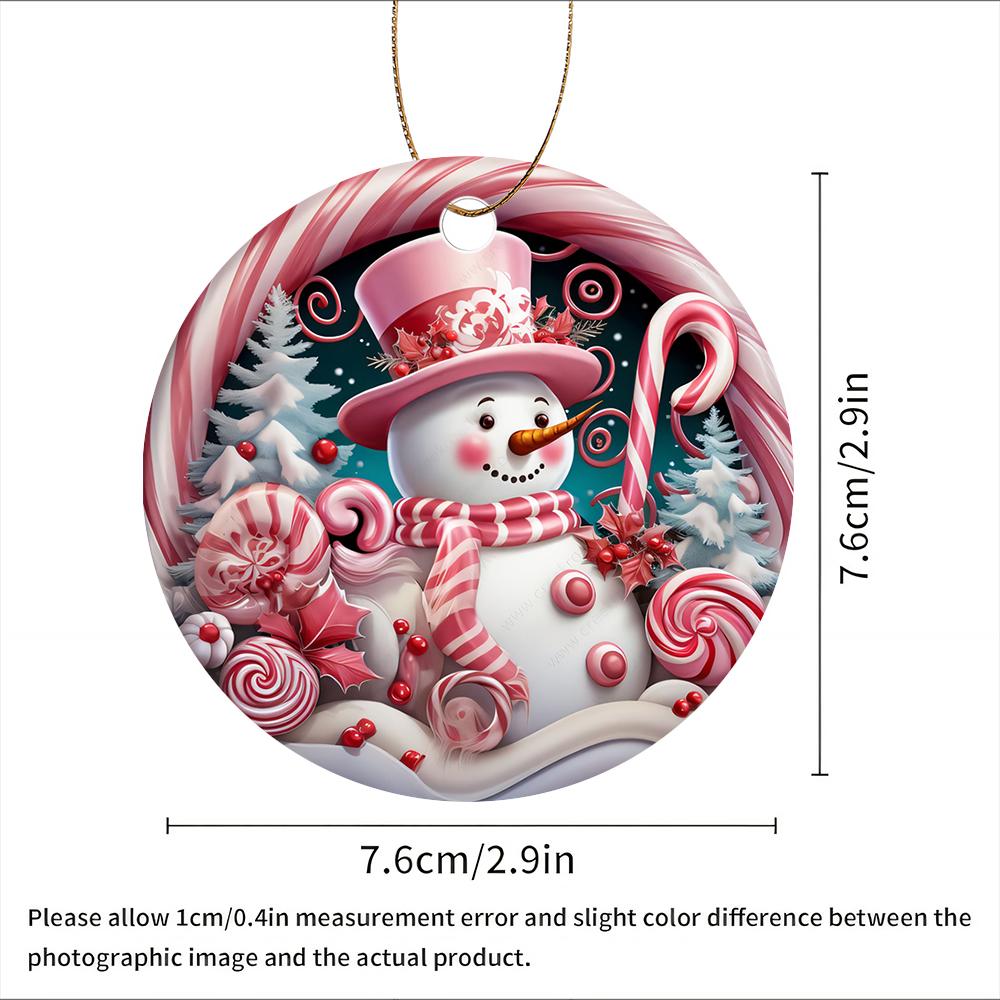 Pink snowman and candy cane festive decor Acrylic Christmas Tree Ornament winter wonderland hanging decoration party gift Christmas tree decorations