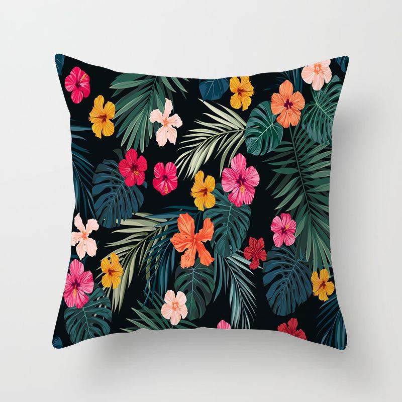 Ins Plant Flower Peach Skin Fleece Pillow Cover Sofa Car Pillow Cushion Cover Lunch Home Furnishing