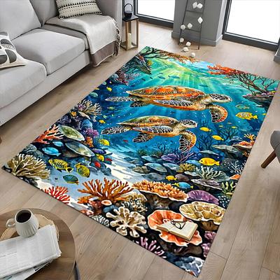 1PC Turtle Coral Extra Large Non-Slip Floor Carpet, Office, Family, Bedroom, Studio - Large Area RugJ0328