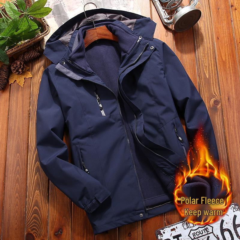 

Комплект ветровок из двух частей для пары: Женский уличный многофункциональный холодостойкий костюм для альпинизма, большого размера с логотипом. L