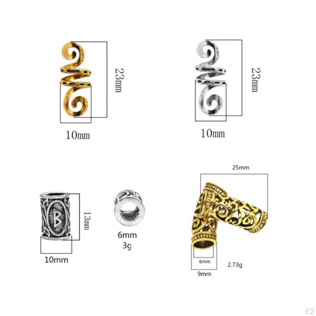 Wikinger Runen Haarbart Perlen, für Armbänder Anhänger Halskette DIY, Perlen Zöpfe,