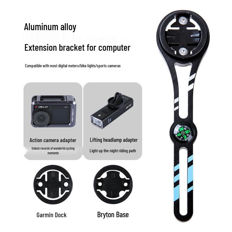 Adjustable Aluminum Bike Computer & Light Mount with Compass for Road Cycling