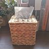 Handmade Water Hyacinth Storage Basket for Tissues Woven Paper Towel Box with Lid Natural Home Decoration