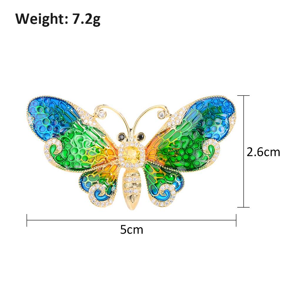 Gold Tone Enamel Butterfly Brooch Pin Crystal Rhinestone Brooches Wedding Gifts