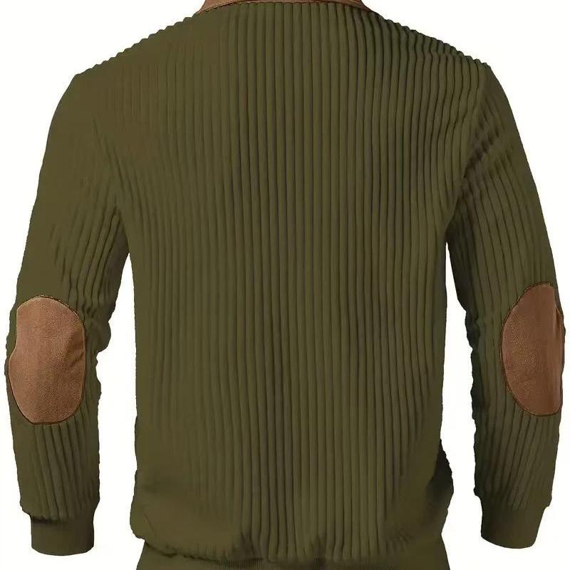 European Style Mens Knitwear Long Sleeve Patchwork Pullover Sweater Lapel Collar Casual Zipper Knitted Sweaters