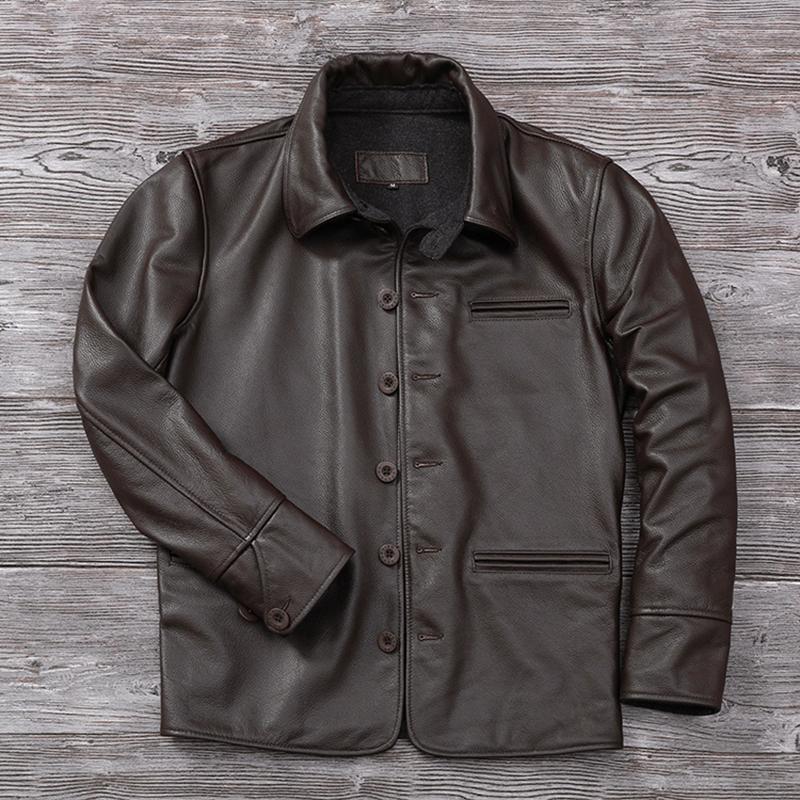 

Китайский размер классические куртки Gatekeeper длинные натуральная воловья кожаная куртка мужская весна осень пальто мужская кожаная куртка 5XL