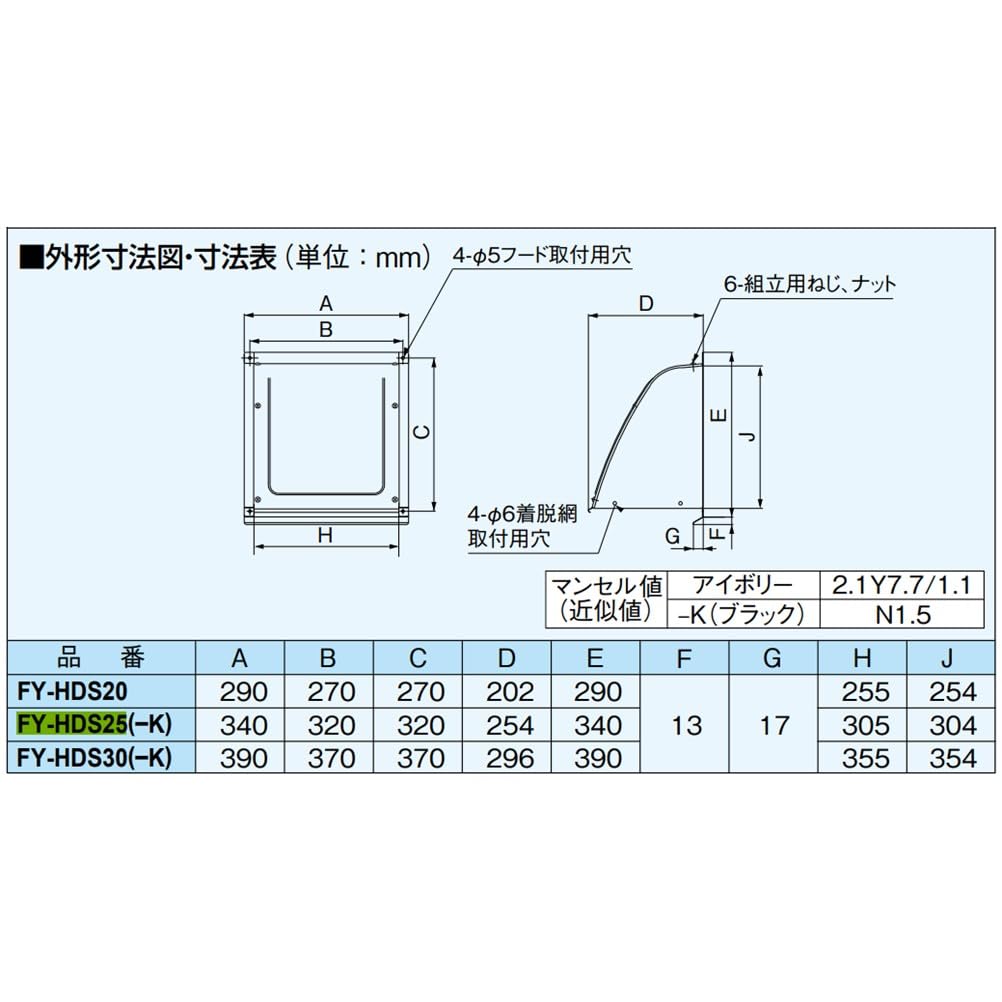 Panasonic Ventilation Fan General Ventilation Fan Parts (Panasonic) Office/room FY-HDS25