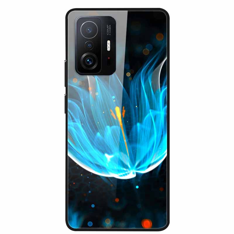 For Xiaomi 11T Pro Glass Case Hard Tempered Glass PC Cover Phone Case For Xiaomi Mi 11T 11 T Pro Shockproof Cartoon Funda Coque