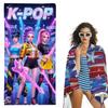 Neon Pink Purple K-POP Star Beach Towel-Microfiber, Quick Drying, Washable, Breathable - Beach, Camping-Anime Bath Towel, Gifts