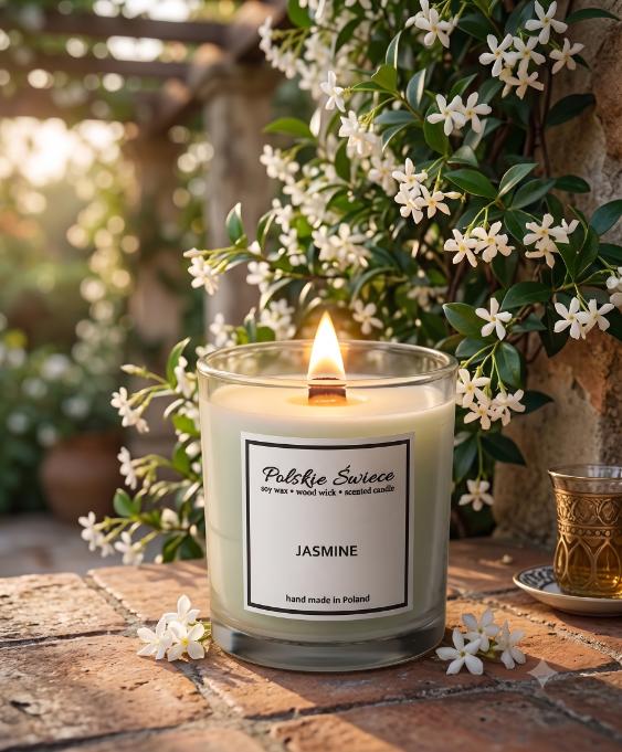 Soy Candle with Wooden Wick + JASMINE