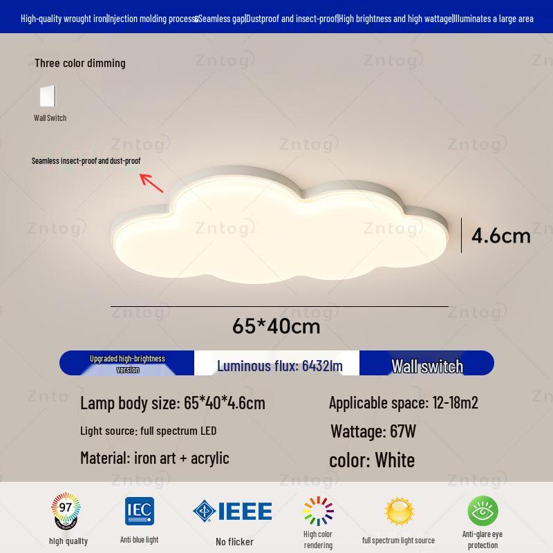 Cream Style Modern Minimalist Full Spectrum Ceiling Light for Eye-Protection In Children's Room and Master Bedroom