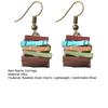 Yousheng 1 Pair Women Earrings, Retro Mini Stacked Book Design Hook Earrings, Lightweight Literary Drop Earrings for Jewelry Gift