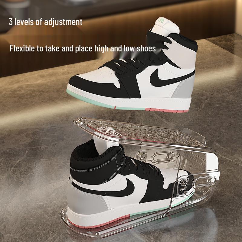 Mid-Century Adjustable Double-Layer Transparent Shoe Rack Organizer