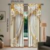 2Pcs Gold And White Curtains With Elegant And Chic White Flowers Suitable For Living Room Dining Room Kitchen Bedroom Bathroom