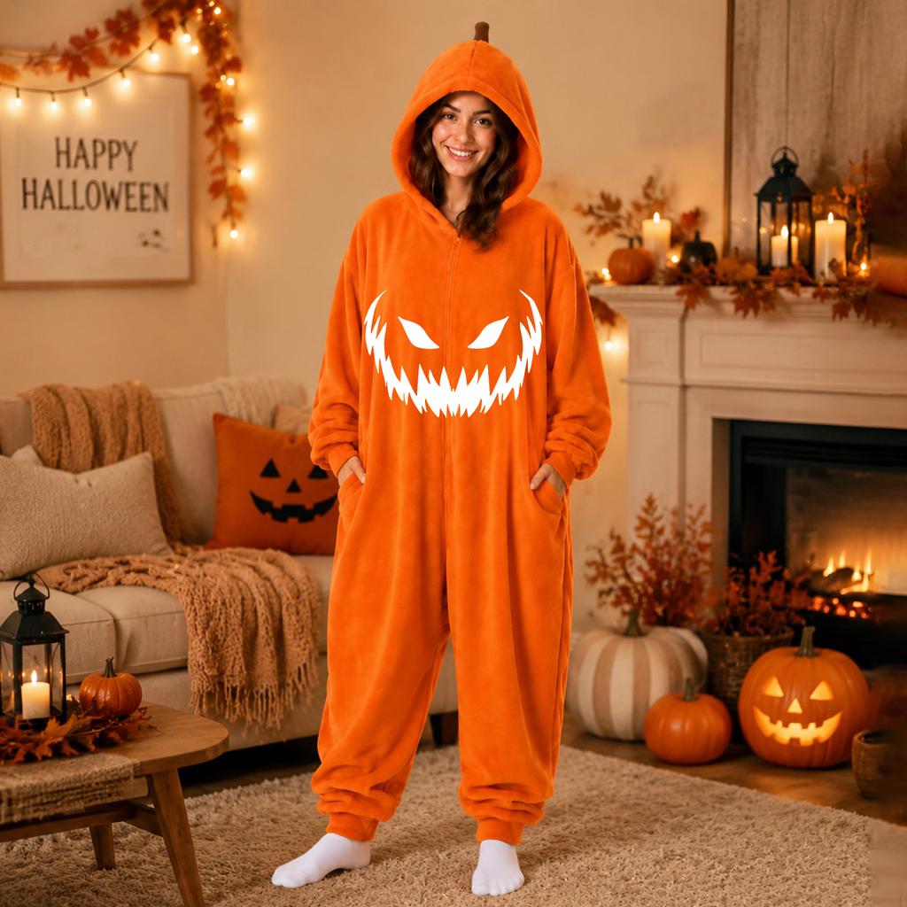 Women's Halloween Printed Flannel Loungewear Set
