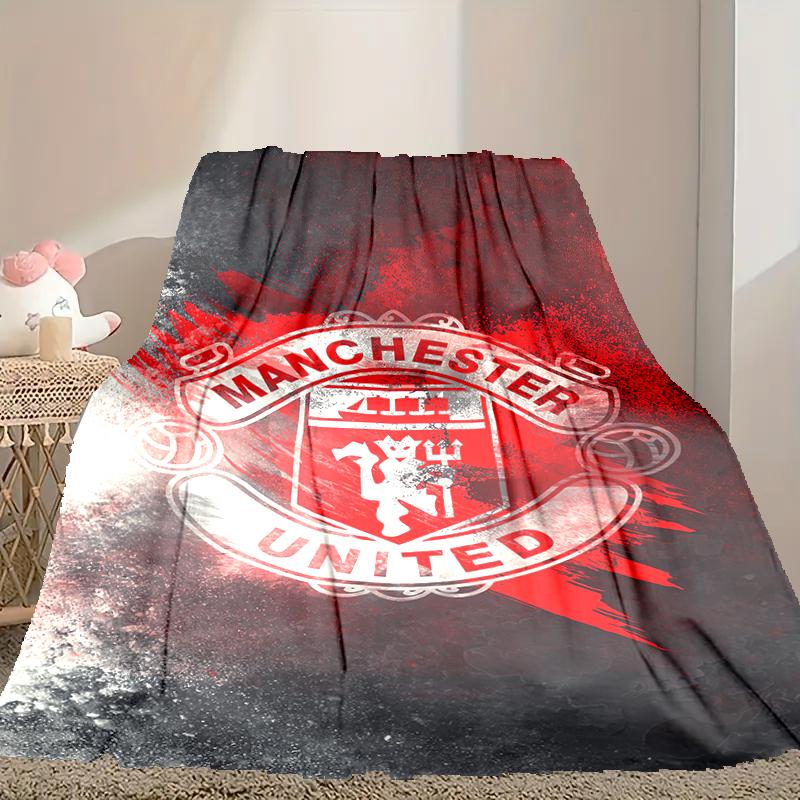 1pc Cozy Print Blanket, Manchester United Manchester City Blanket Appropriate for Home Picnic and Travel Adventures