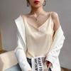 Damen Einseitiges V-Ausschnitt Seidensatin Camisole - Innen- und Außenbekleidung
