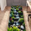 2D Nature Landscape Runner Rug Waterfall Koi Pond Hallway Carpet Non Slip Long Floor Mat for Kitchen Entryway Home Decor