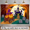 Party Backdrop Halloween Castle Flat Banners Scary Pumpkin Cart Witch Spooky Celebration Photo Booth Front Door Decor