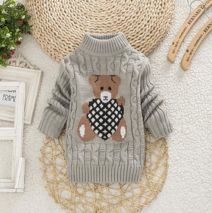 Herbst Winter Kinder Pullover Cartoon Bär Baby Jungen Mädchen Rundhals Strickpullover Tops