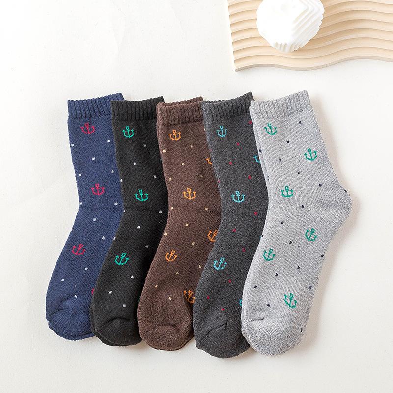 5 Pairs of Male New Winter Thickened and Warm Rabbit Wool Mid Calf Socks