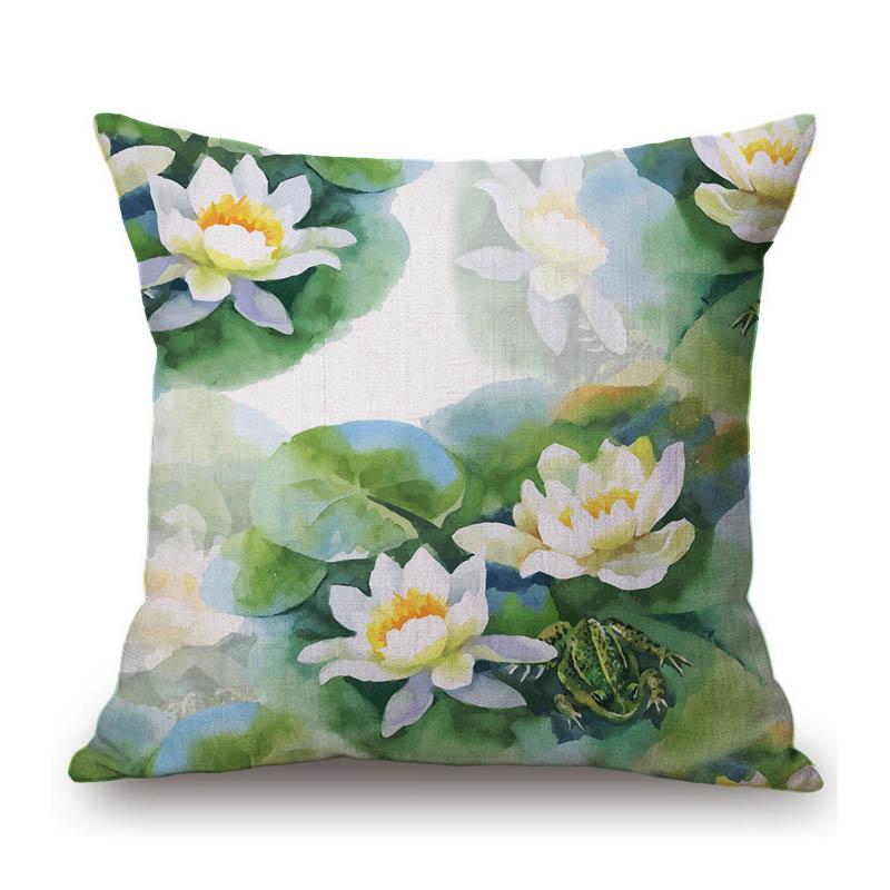Poppy Flower Oil Painting Sunflower Rose Cotton Linen Sofa Throw Pillow Case Home Decorative Chair Seat Car Cushion Cover Case
