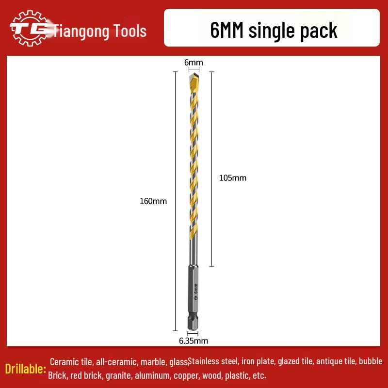Tiangong Hex Shank Triangle Drill Bit for Concrete, Cement, and Brick Walls