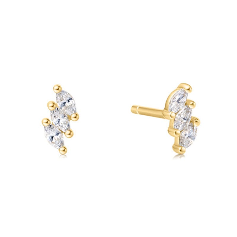 ANIA HAIE Gold Triple Marquise 925 Silver Stud Earrings E063-01G
