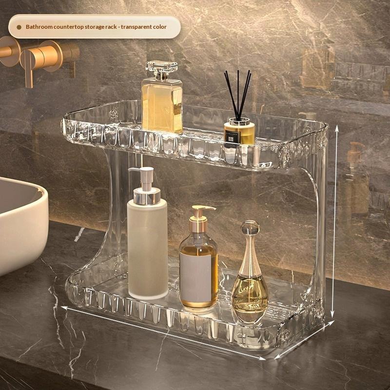 

Cosmetic Storage Organizer Rack Double Layer Makeup Shelf Durable Design for Bathroom Vanity Desk Bedroom Dresser one size прозрачный