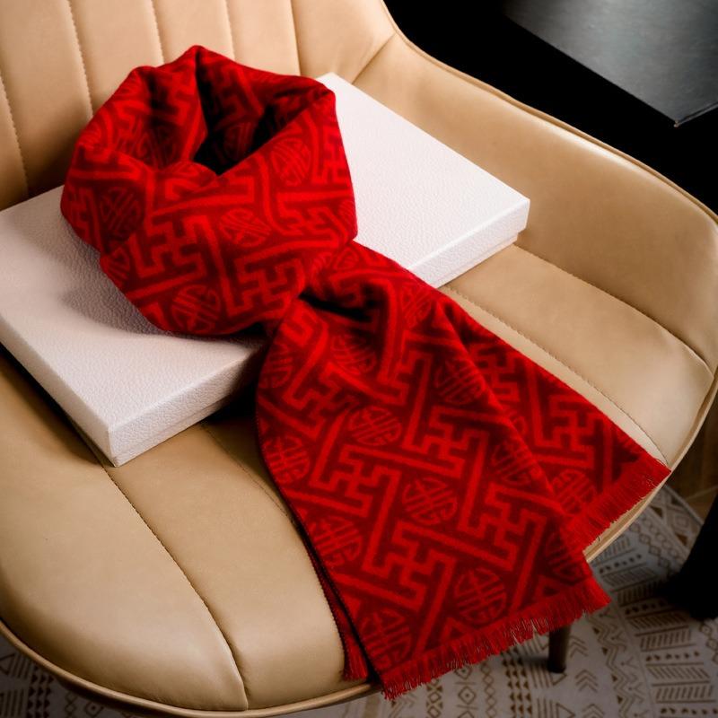 Scarf logo embroidery meeting red scarf, classmate party, birthday gift for the elderly, lucky scarf