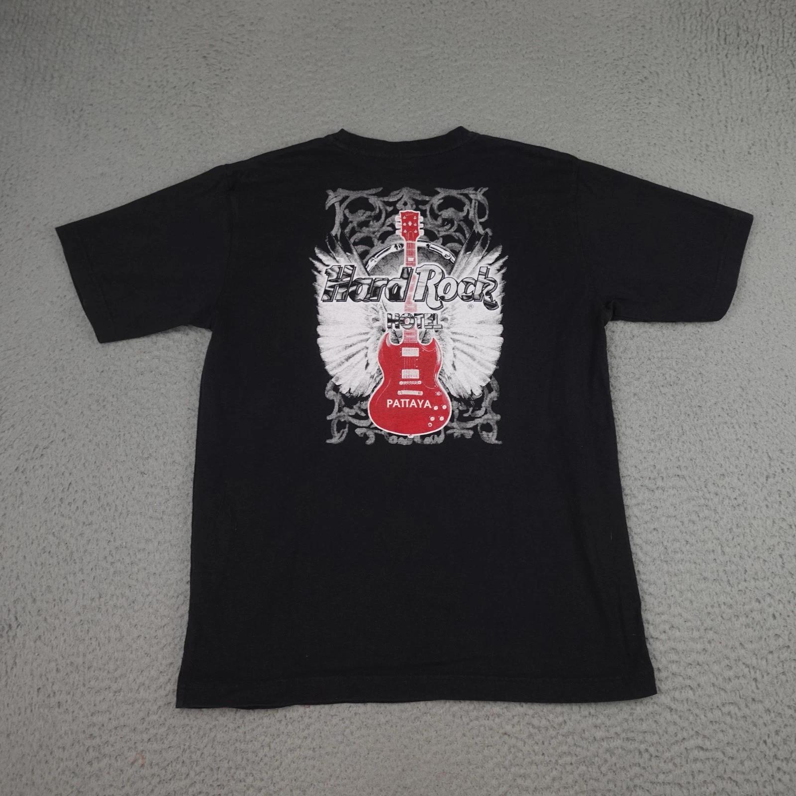

Hard Rock Hotel Shirt Mens Medium Black Pattaya Graphic Wings Music Guitar Y2K XL