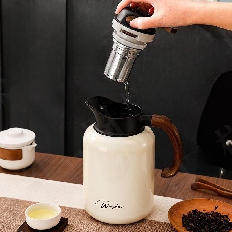 BEPAN Stainless steel thermal insulation pot coffee pot home tea hot water with tea glass braised tea large capacity high-end kettle