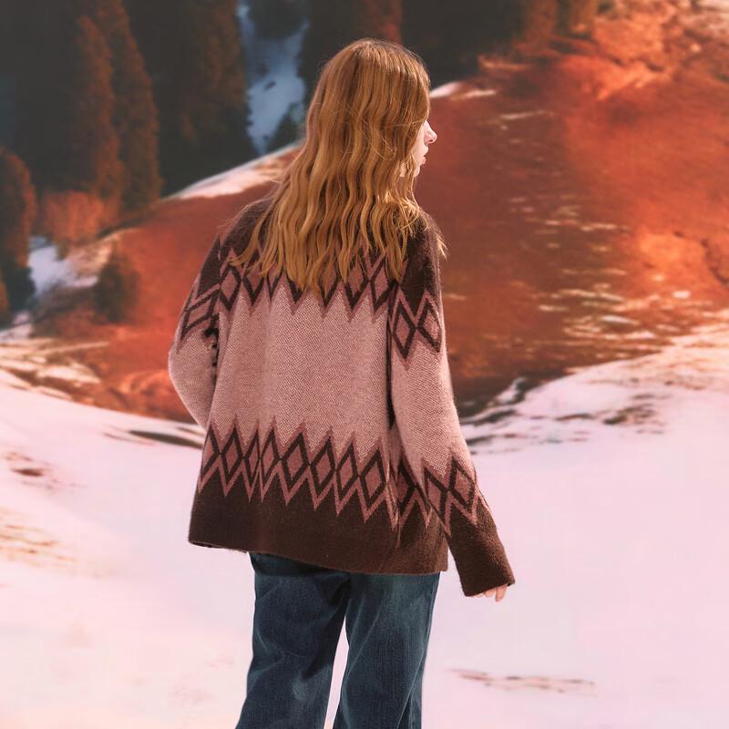 Sancai Women's 2025 Winter Plaid Knit Cardigan