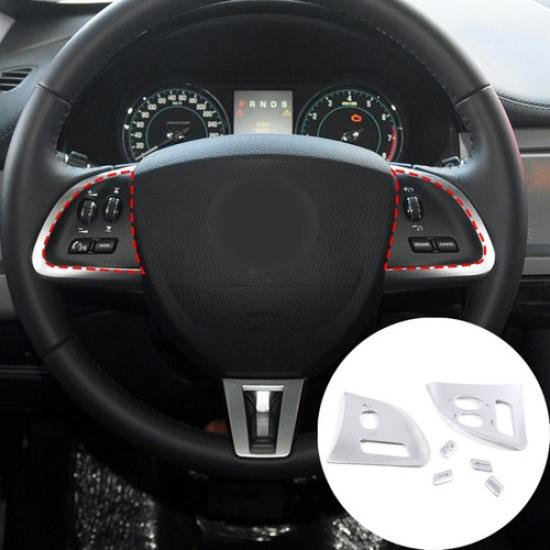 Silver Alloy Car Steering Wheel Button Cover Trim For Jaguar XF 2012-15