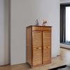 5-Tier Bamboo Shoe Cabinet W/ Drawer & Doors, Retro Entryway Storage Organizer, Solid Wood Shoe Rack for Hallway, Natural Brown