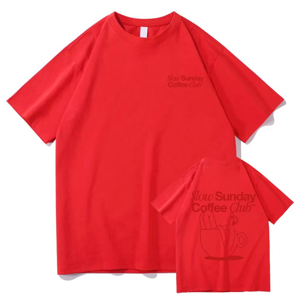 Slow Sunday Coffee Club T Shirt Men_women Harajuku Vintage Graphic Tshirt Classic Unisex High Qualit T-shirt Hip Hop Streetwear Top