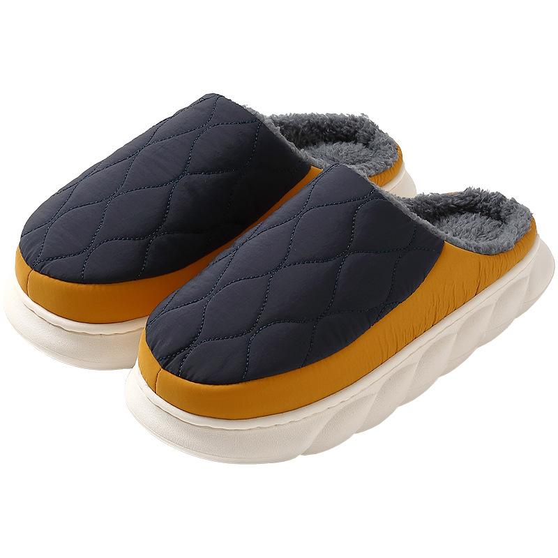 Home Cotton Slippers Women Winter Large Size Plush Indoor House Men Waterproof Fabric Slippers Wholesale