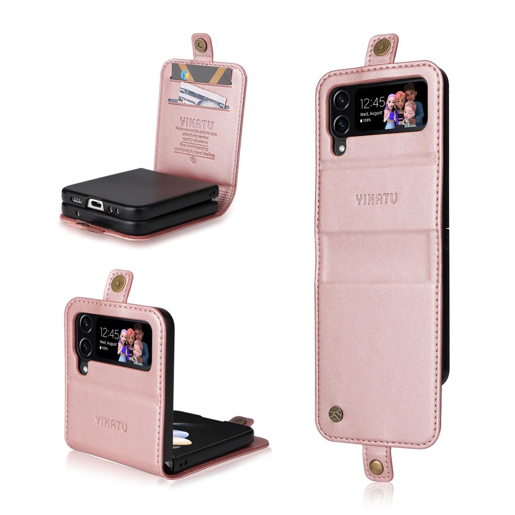 Applicable to Samsung Z Flip6 folding screen mobile phone leather case Z Fold5 skin matte insert card protective case 4th generation