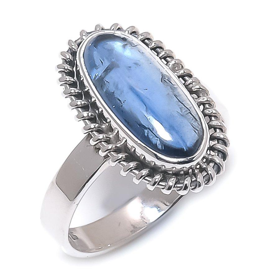 Natural Blue Kyanite Gemstone Handmade 925 Solid Silver Jewelry Ring Size 6 b7g24