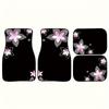 [4pcs Pink Floor Mats] 4pcs Pink Flower Pattern Print Car Floor Mats Set- Universal Fit Front& Rear Full Coverage Auto Interior