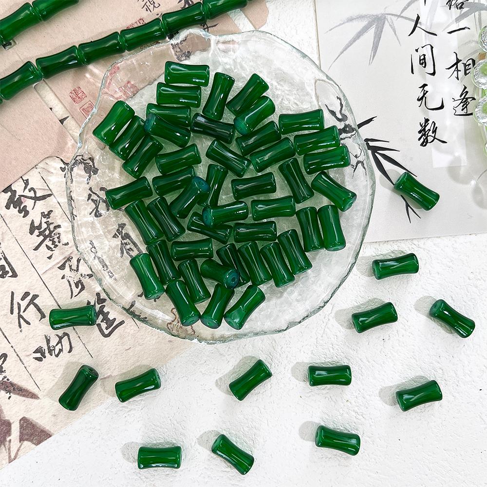 20pcs 60pcs 6x12mm Bamboo Joint Shape Bulk Green White Loose Spacer Beads DIY Jewelry Making Bracelet Necklace Handmade Supplies