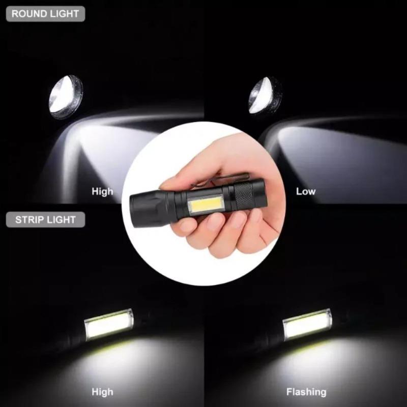 Built In Battery Zoom Focus Mini Led Flashlight Torch Lamp Lantern 2000Lumen Adjustable Outdoor LED small flashlight with side light