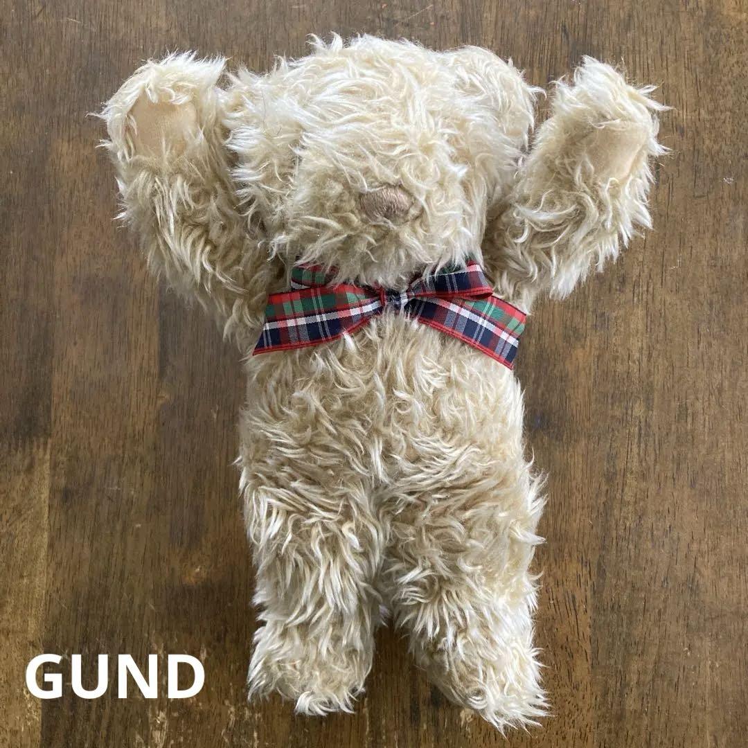

[USED] GUND Beige Teddy Bear with Check Ribbon
