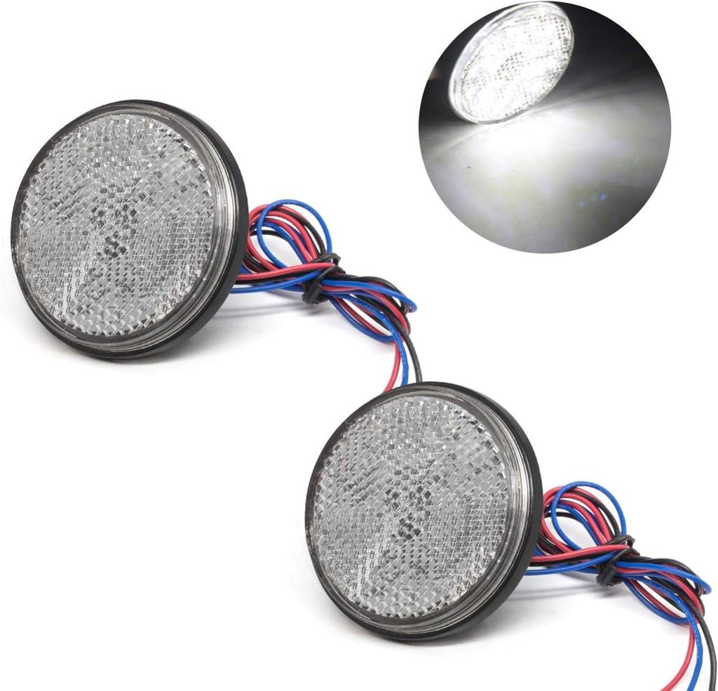 Biqing 2PCS Motorcycle Reflector Round 24 V Bike Reflector White (2.4 x .4 inches)